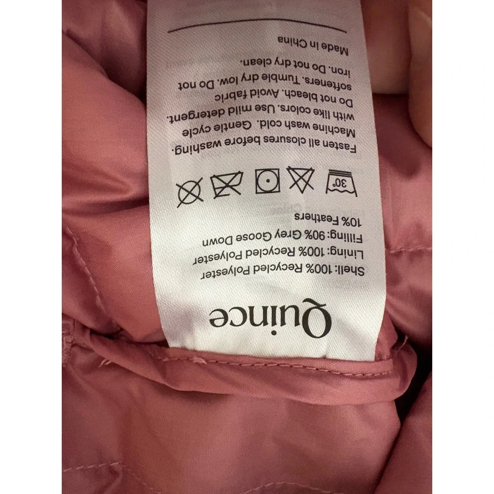 Quince Kids Dusty Rose Lightweight Down Hooded Puffer Jacket 4T NWT